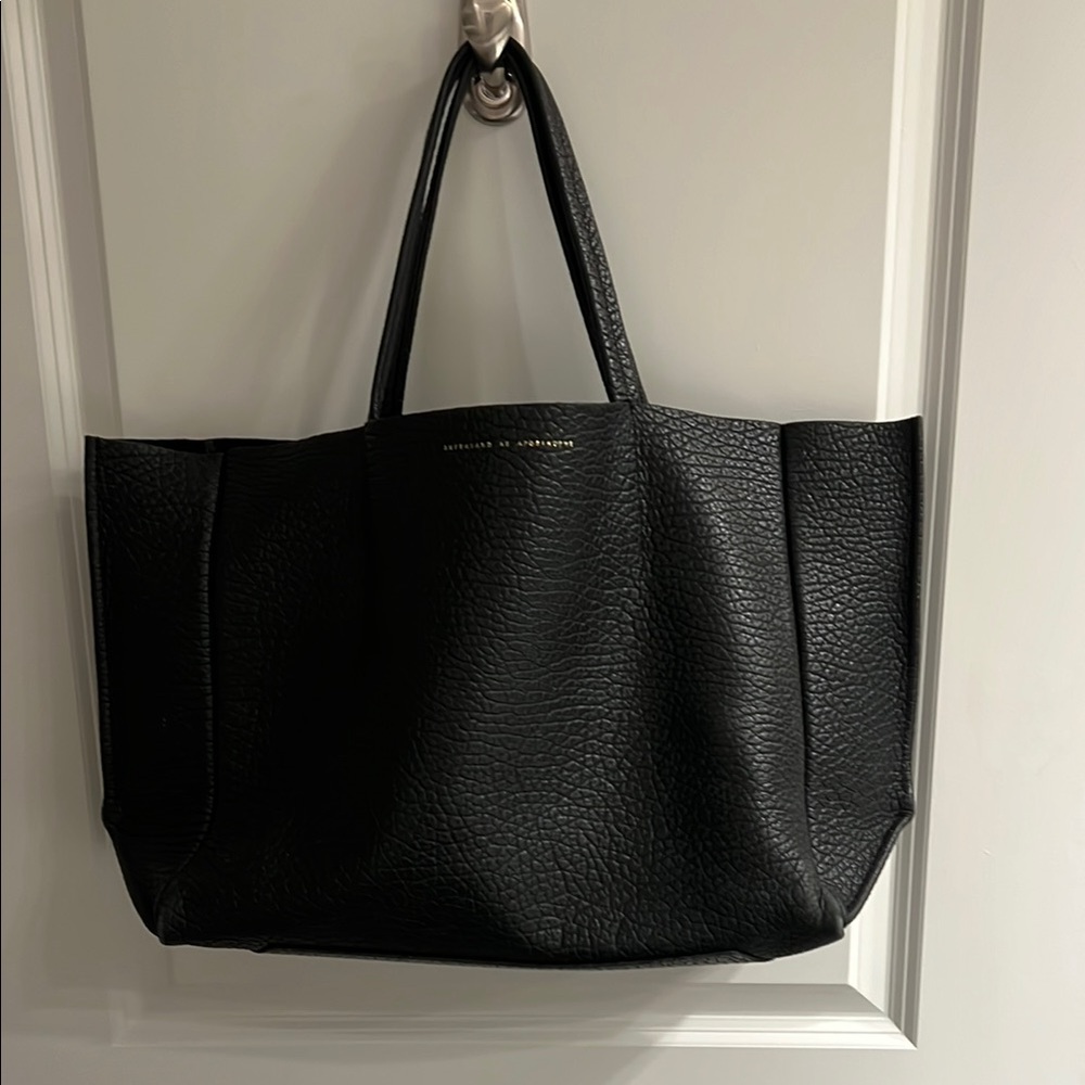 Classic Black Pebbled Leather Tote Bag by Ampersand as Apostrophe